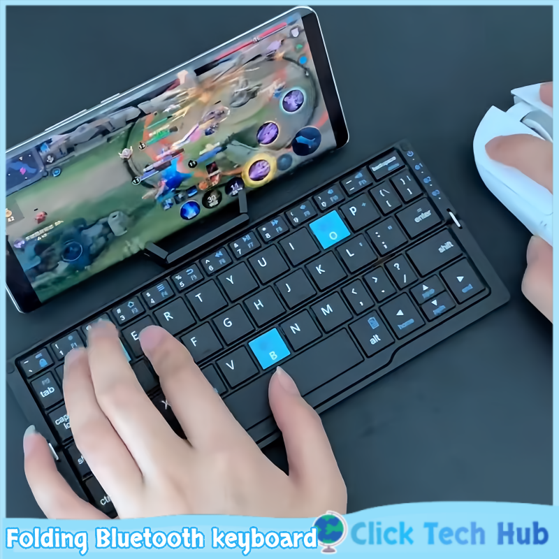Gaming Keyboard Mouse Set - Folding Bluetooth Keyboard Magnetic Bracket Keyboard