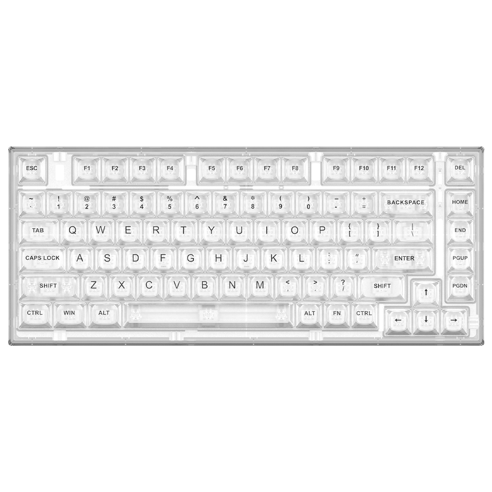 Keyboard Gaming Transparent - YUNZII X75 White 82 Keys Hot