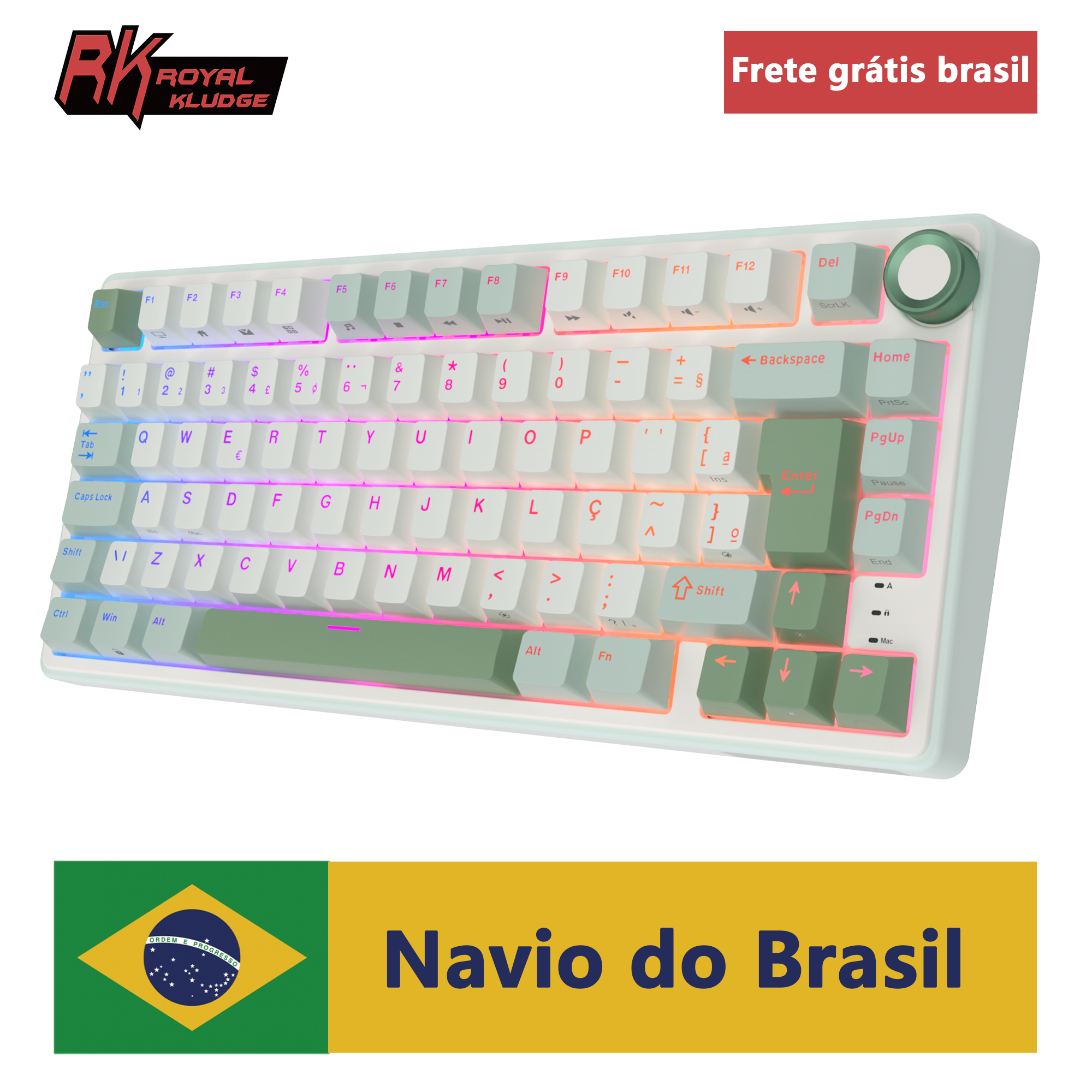 Gaming Keyboard Bundle - Royal Kludge RK R75 Brazilian Mechanical