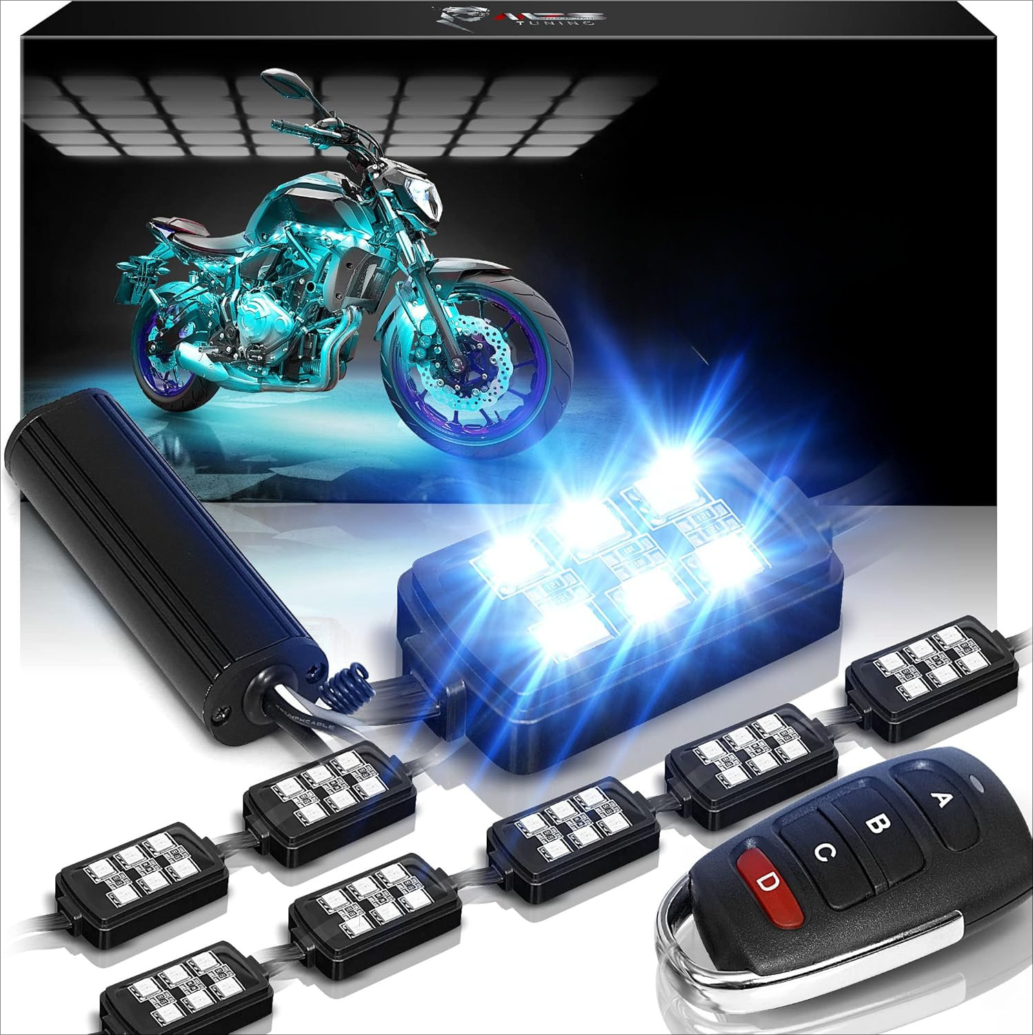 8Pcs Motorcycle LED Light Kit, - Rgb Underglow Strip ulasan dan harga