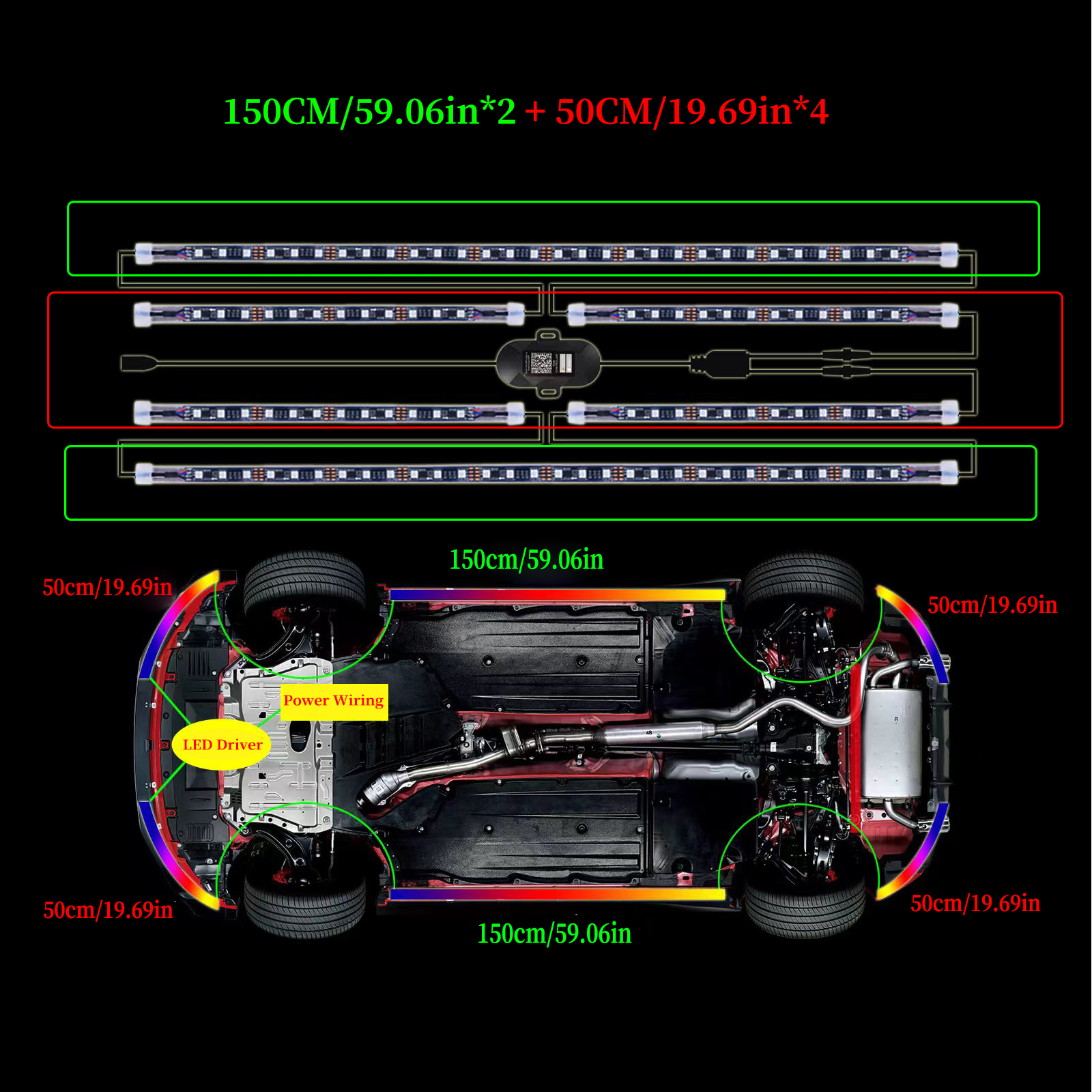 6pcs Dream Color LED Car Under - Rgb Underglow Strip ulasan dan harga