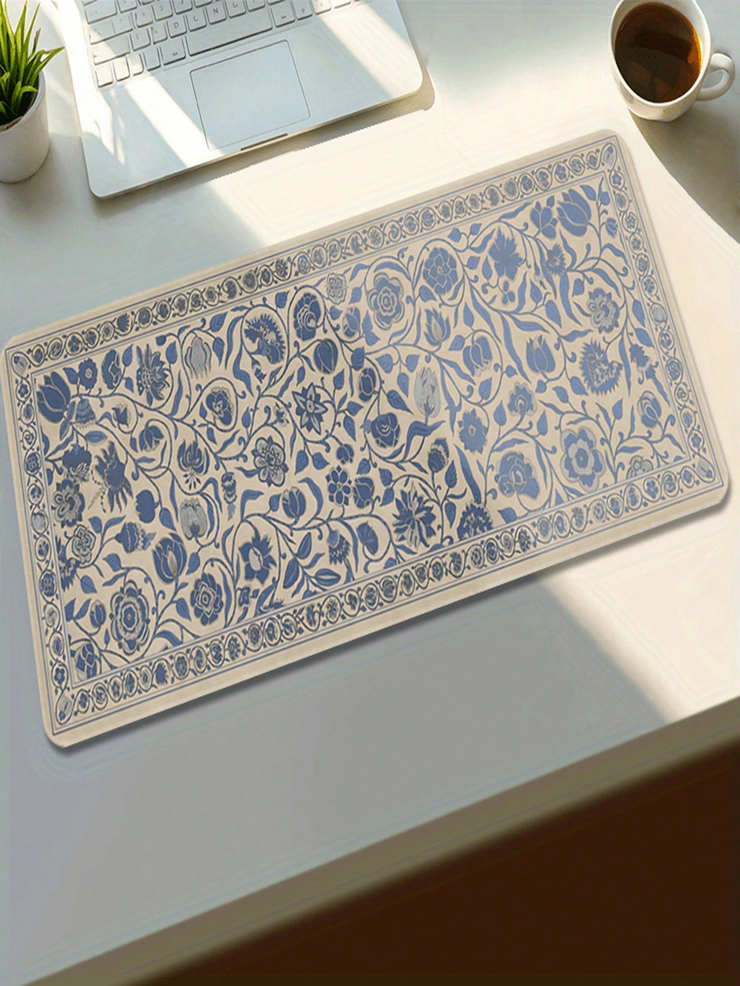 Elegant Floral Blue And Beige  - Gaming Keyboard Blue ulasan dan harga