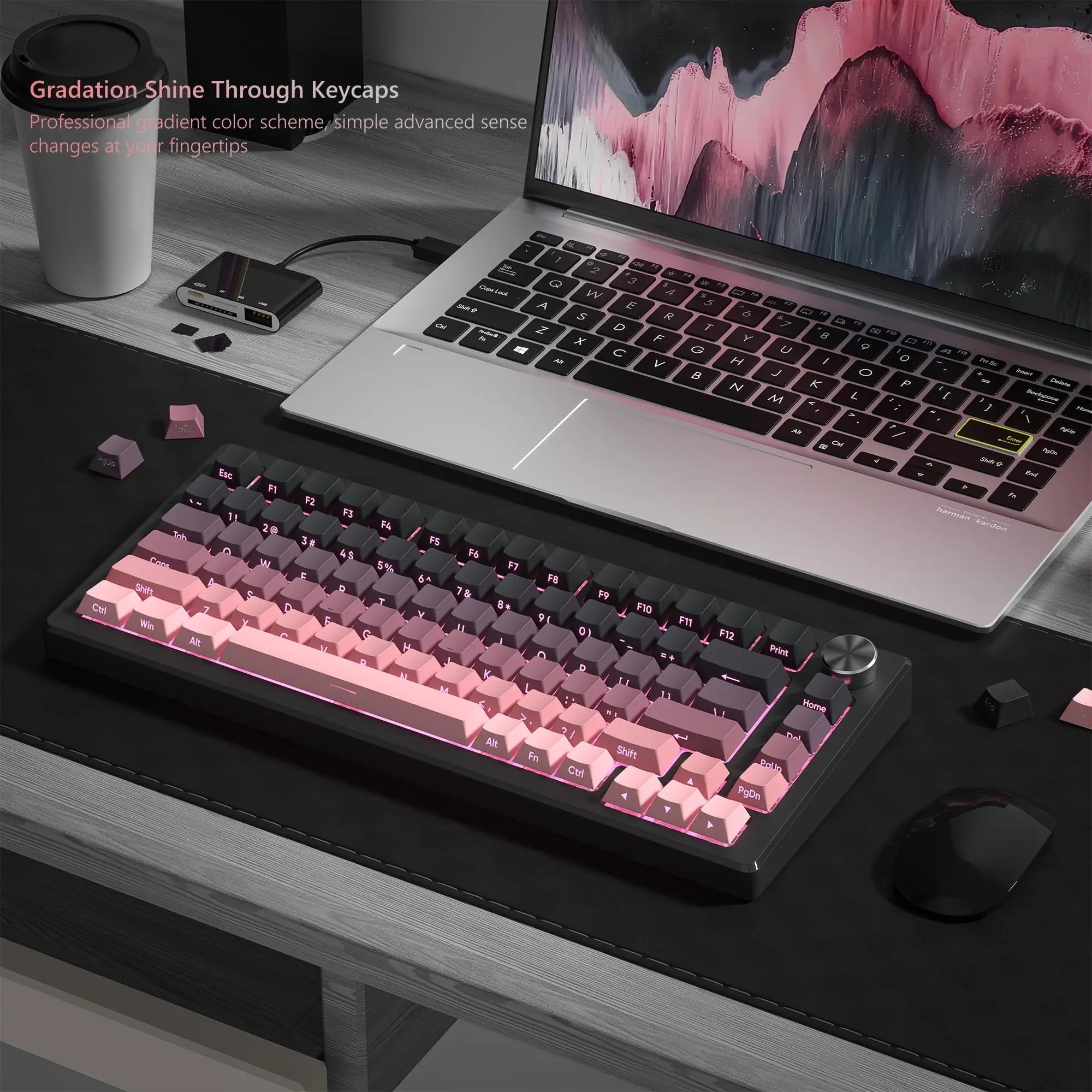 136 Key Black and Pink Print B - Keyboard Gaming Black ulasan dan harga