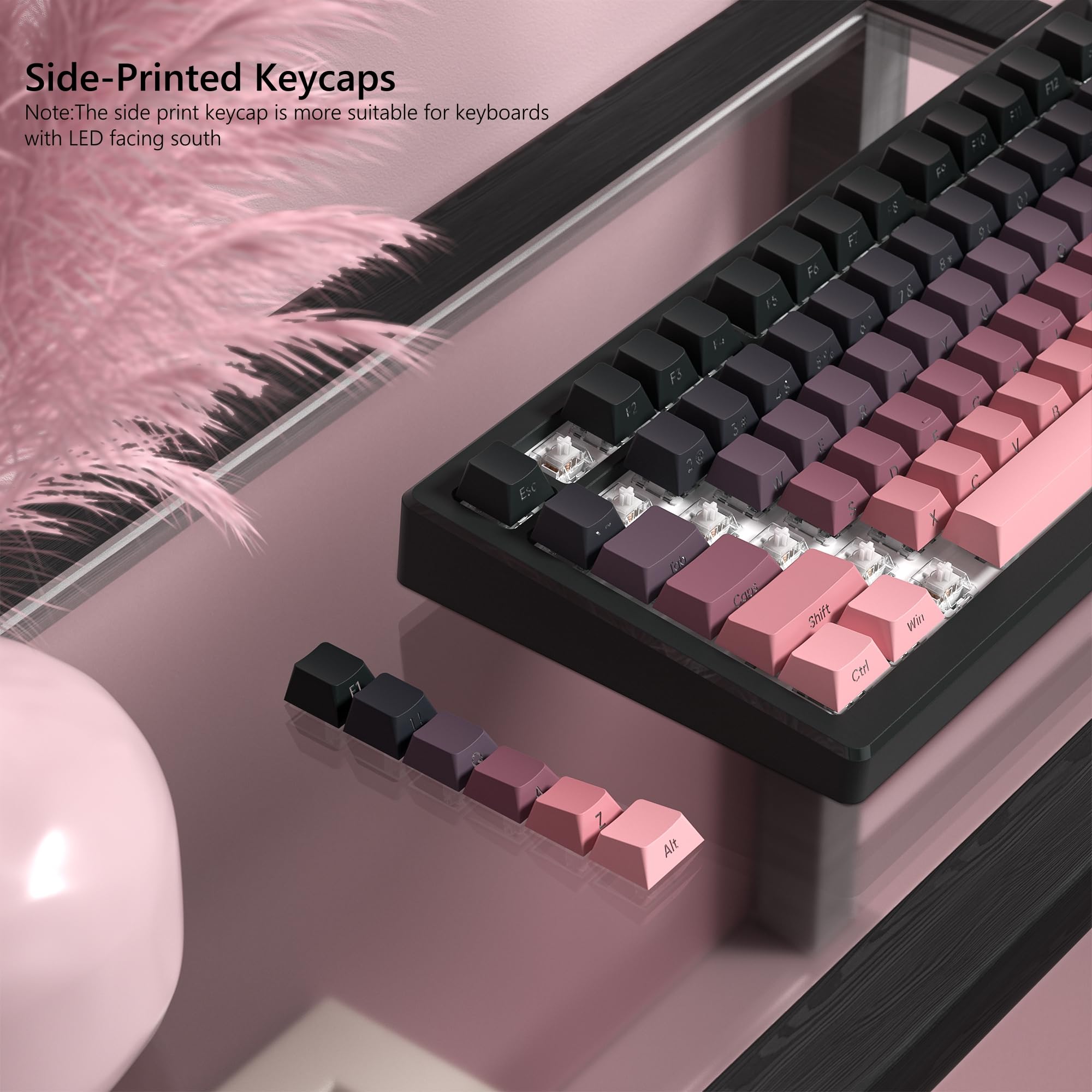136 Key Black and Pink Print B - Keyboard Gaming Black ulasan dan harga