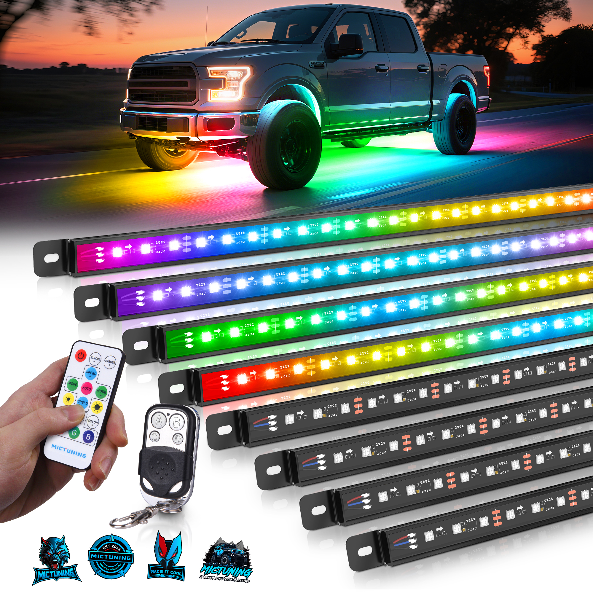 MICTUNING U8 Car Underglow Lig - Rgb Underglow Strip ulasan dan harga
