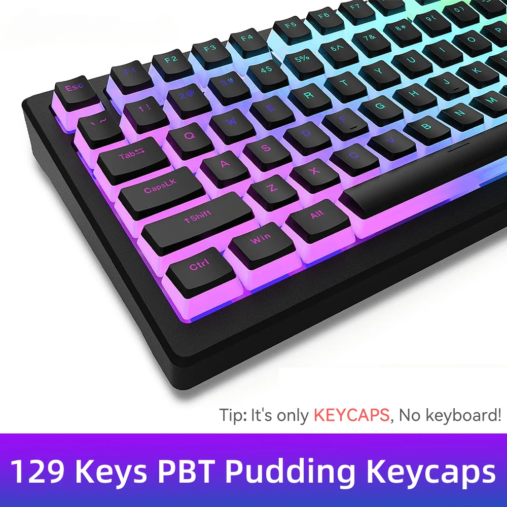 New Pudding PBT Keycaps 129 Ke - Gaming Keyboard Blue Switches ulasan dan harga