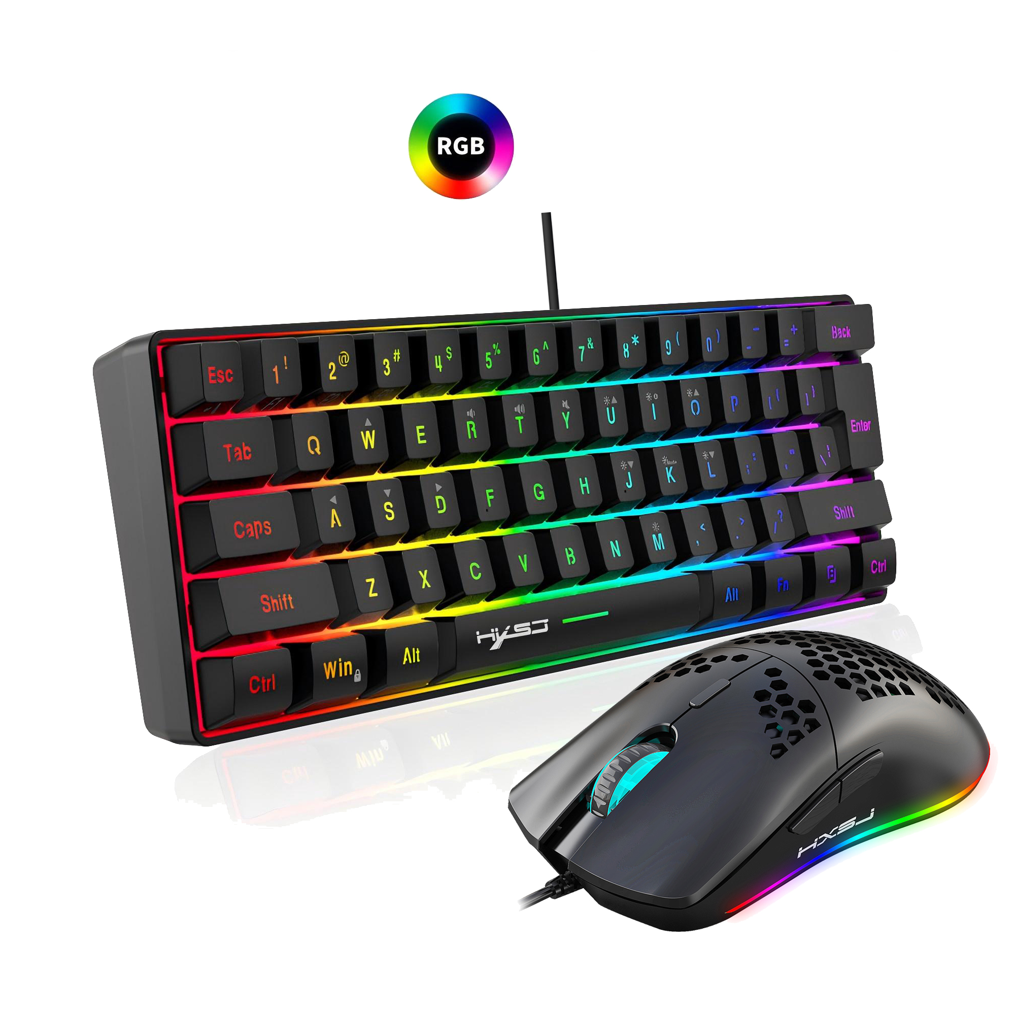 Hot selling HXSJ 61 keys V700  - Gaming Keyboard Mouse Set ulasan dan harga