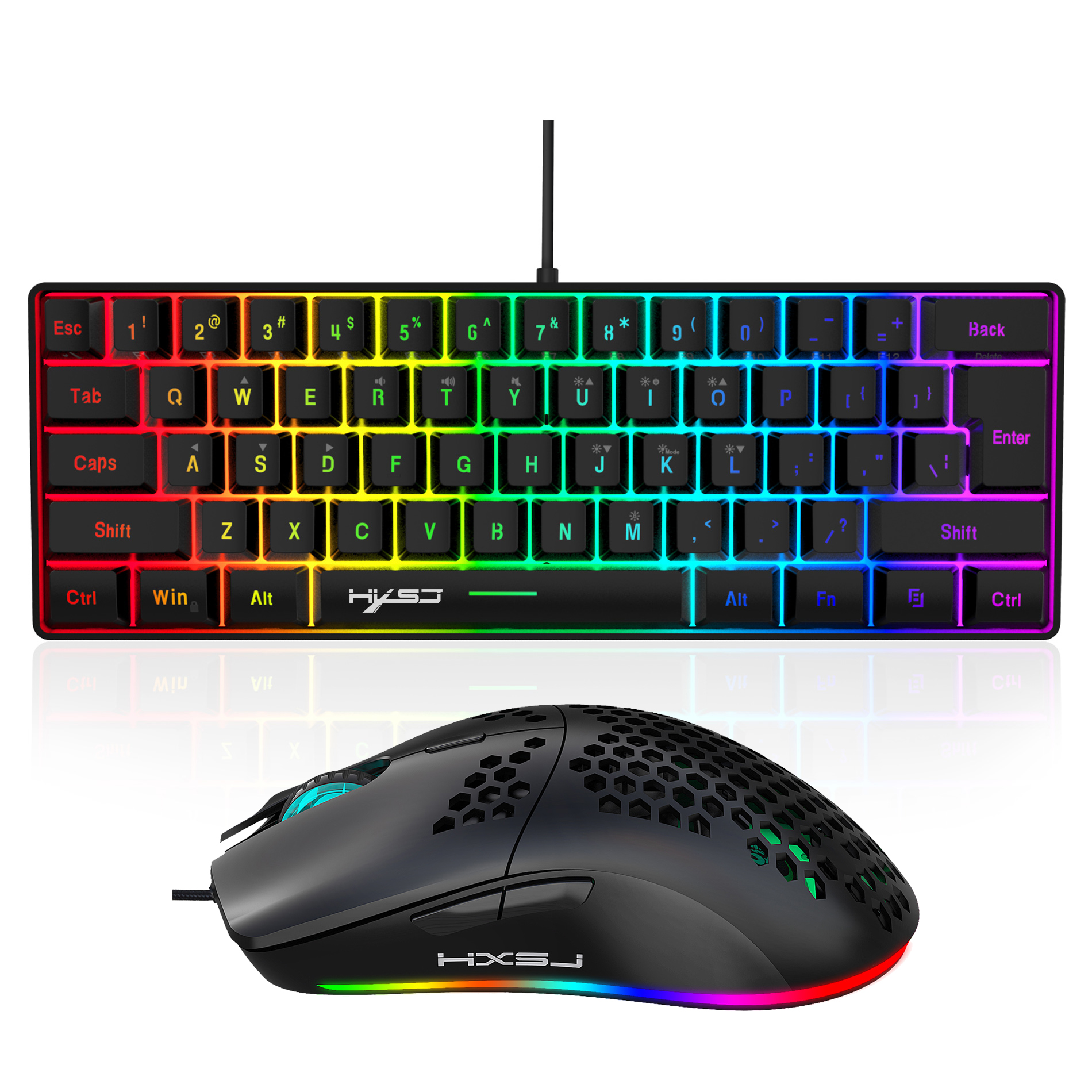 Hot selling HXSJ 61 keys V700  - Gaming Keyboard Mouse Set ulasan dan harga