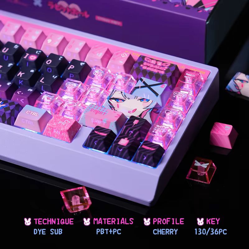 Anime Rabbit Hole Theme Keycap - Keyboard Gaming Transparent ulasan dan harga