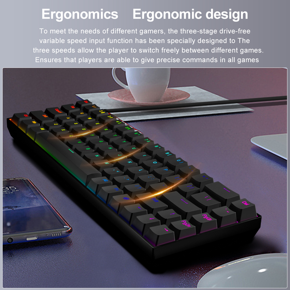 E-YOOSO Z686 RGB USB 60% Mini  - Gaming Keyboard Blue Switches ulasan dan harga