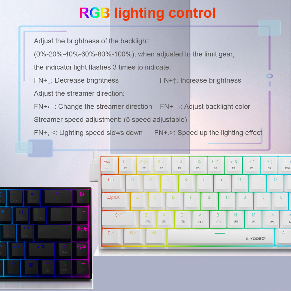 E-YOOSO Z686 RGB USB 60% Mini  - Gaming Keyboard Blue Switches ulasan dan harga
