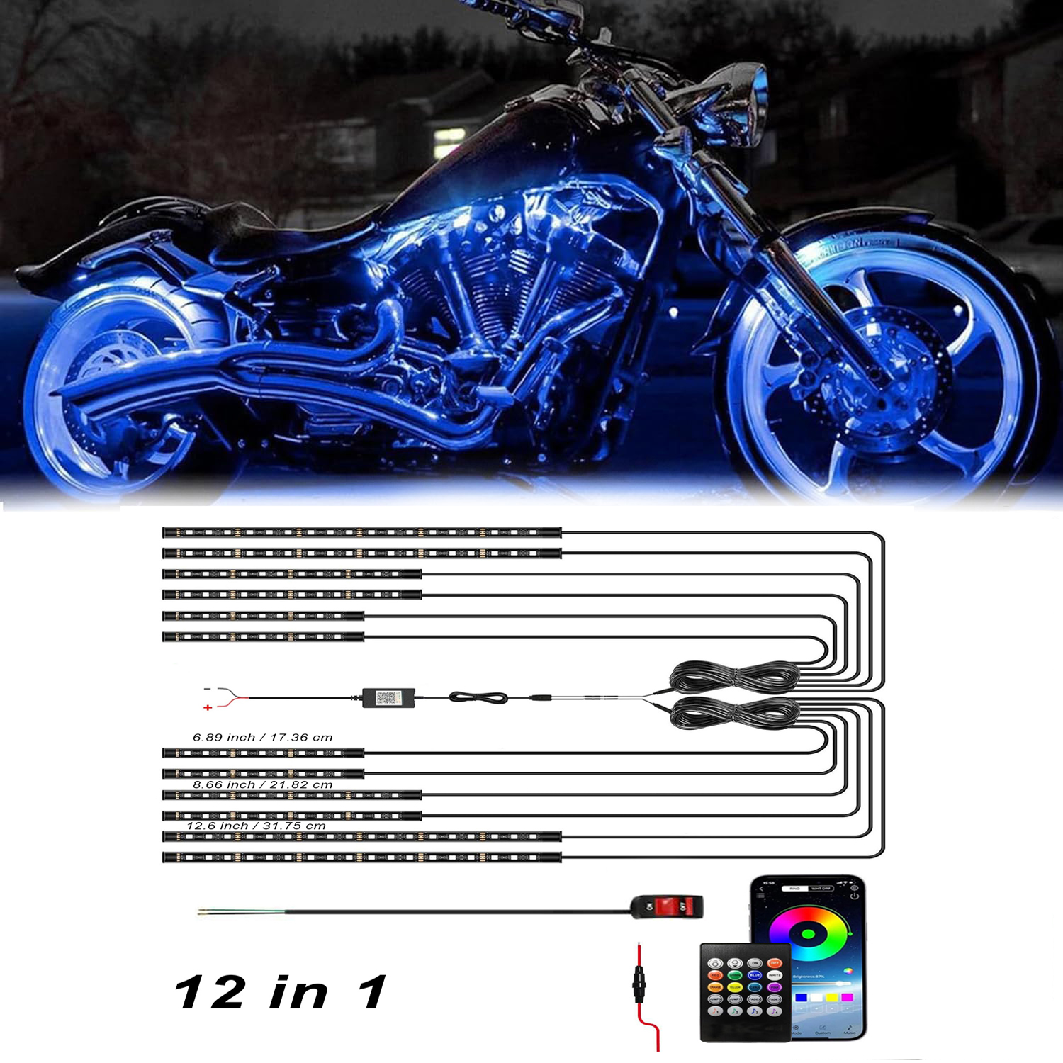 12in1 New Motorcycle Atmospher - Rgb Underglow Strip ulasan dan harga