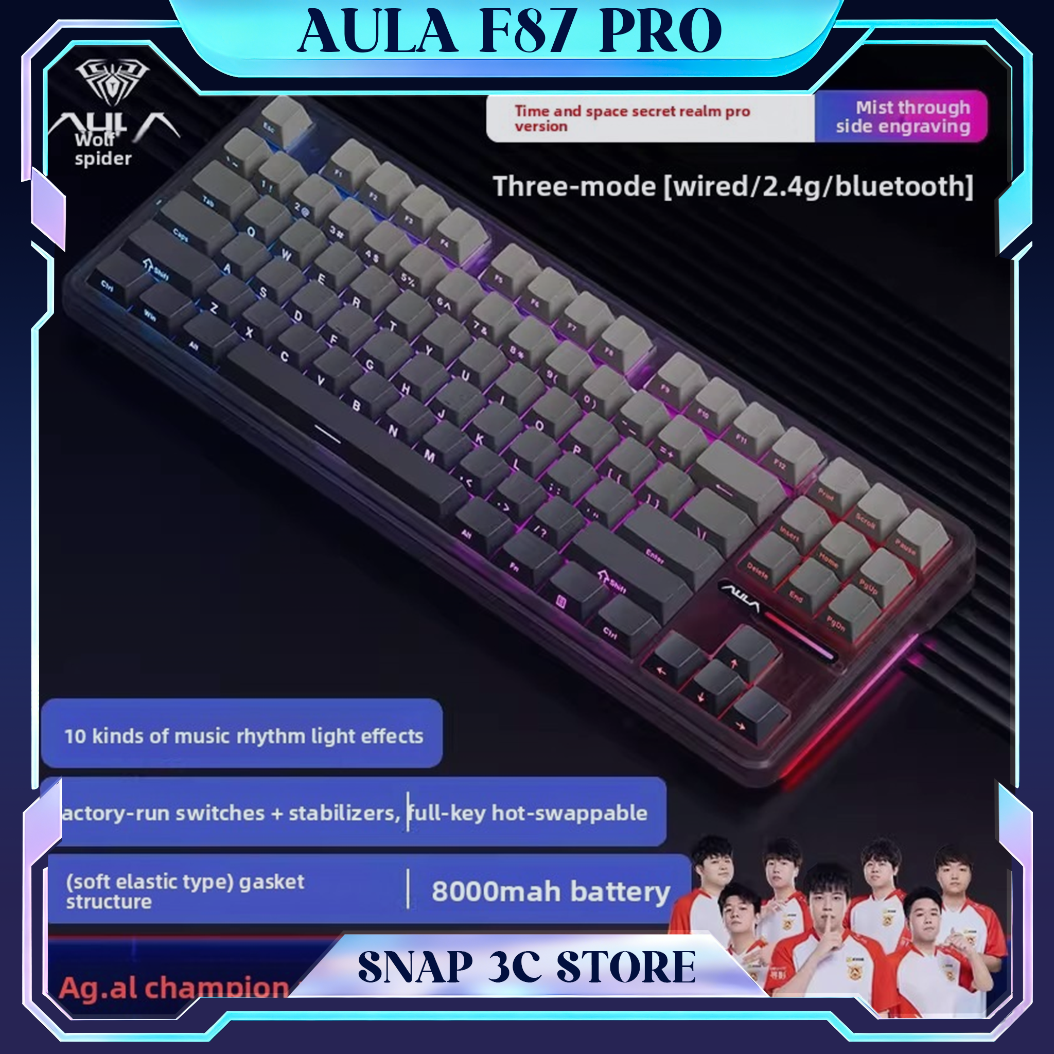 AULA F87 Pro Wireless Mechanic - Gaming Keyboard Thocky ulasan dan harga