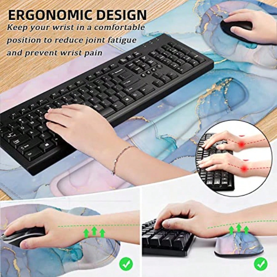 Mouse Pad with Wrist Rest Larg - Gaming Keyboard Mouse Set ulasan dan harga