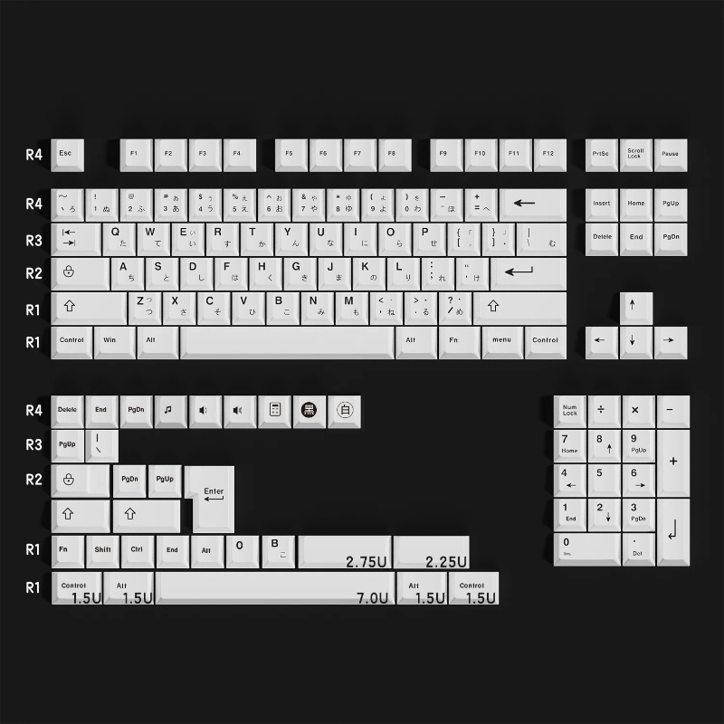 125 Keys PBT Black White Japan - Keyboard Gaming Black ulasan dan harga