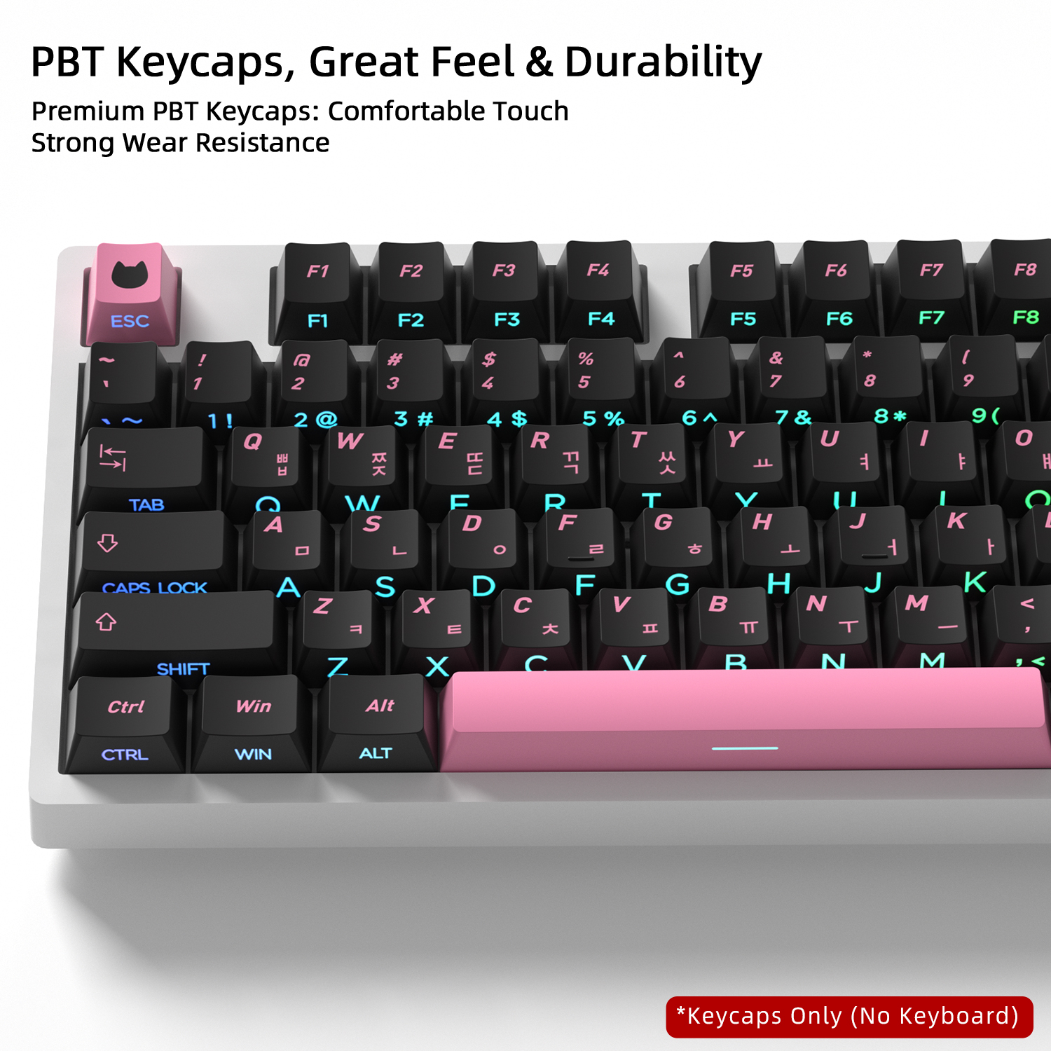 Black Pink Cat Korean Keycaps  - Keyboard Gaming Black ulasan dan harga