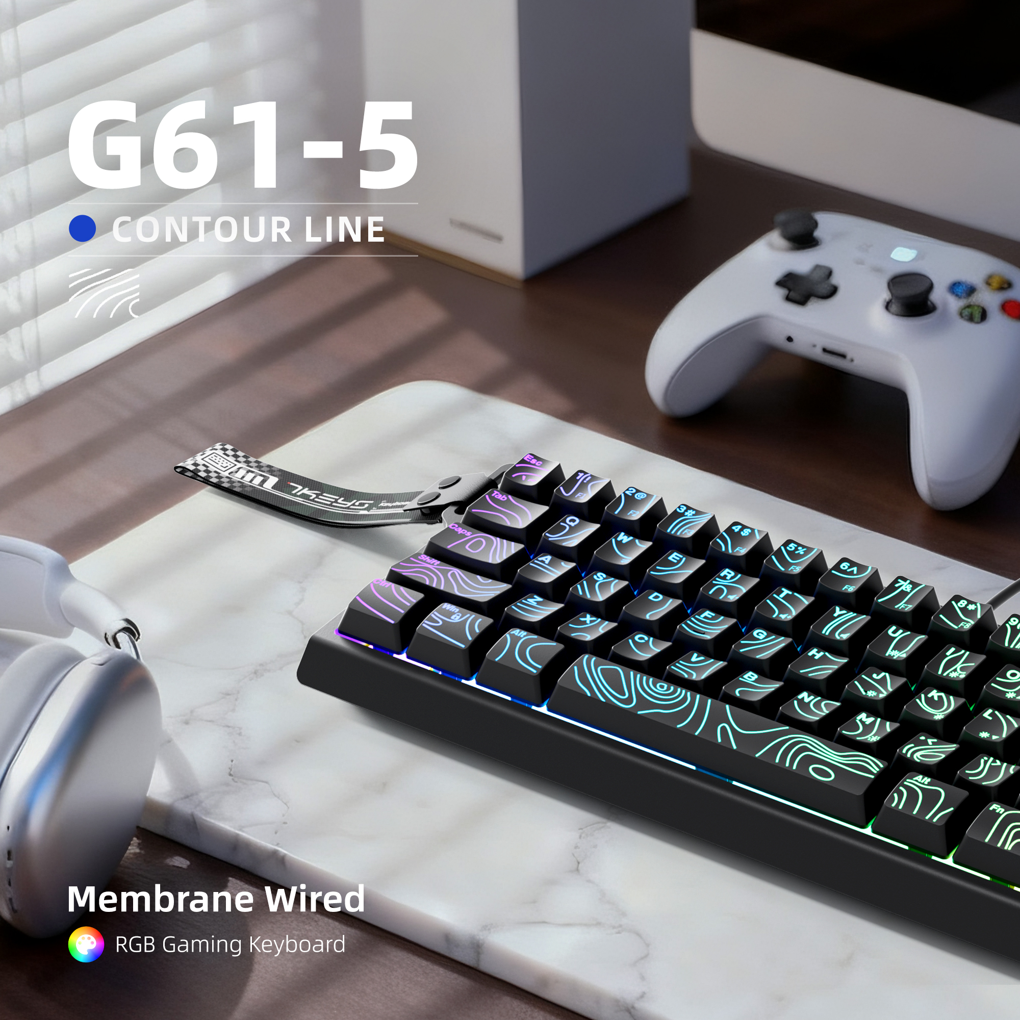 60% compact wired keyboard wit - Gaming Keyboard Blue Switches ulasan dan harga
