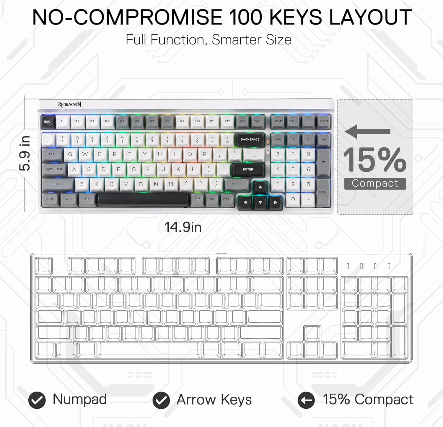 Redragon K656 PRO 3-Mode Wirel - Gaming Keyboard No Noise ulasan dan harga