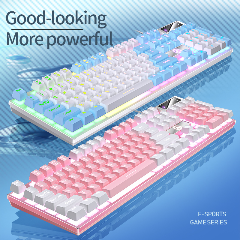 104 Keys Gaming Keyboard Wired - Gaming Keyboard Blue Switches ulasan dan harga