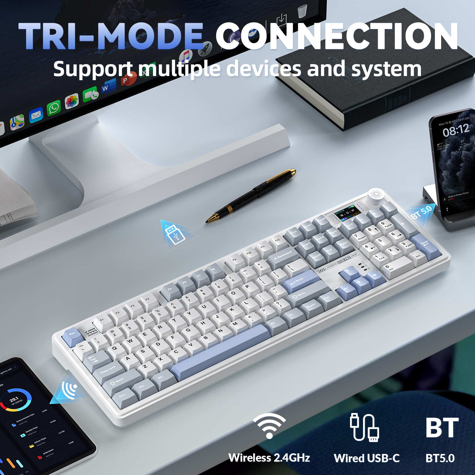 LINGBAO K108pro Mechanical Key - Gaming Keyboard Blue Switches ulasan dan harga