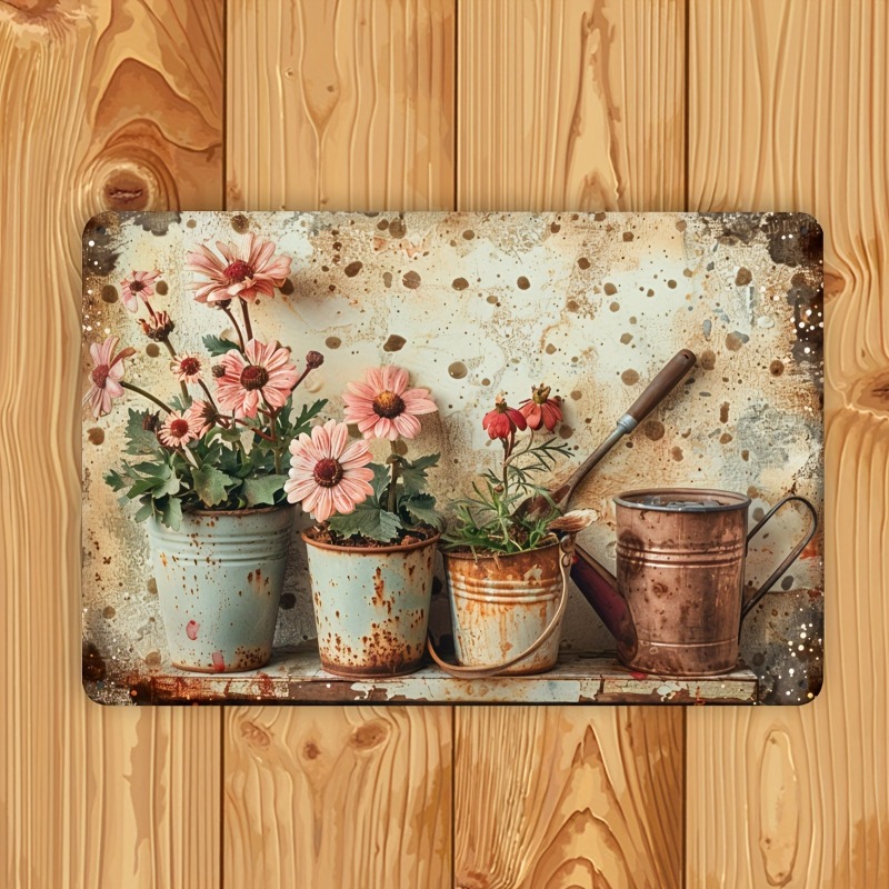 Vintage Floral Metal Tin Sign  - Brass Weight Plate ulasan dan harga