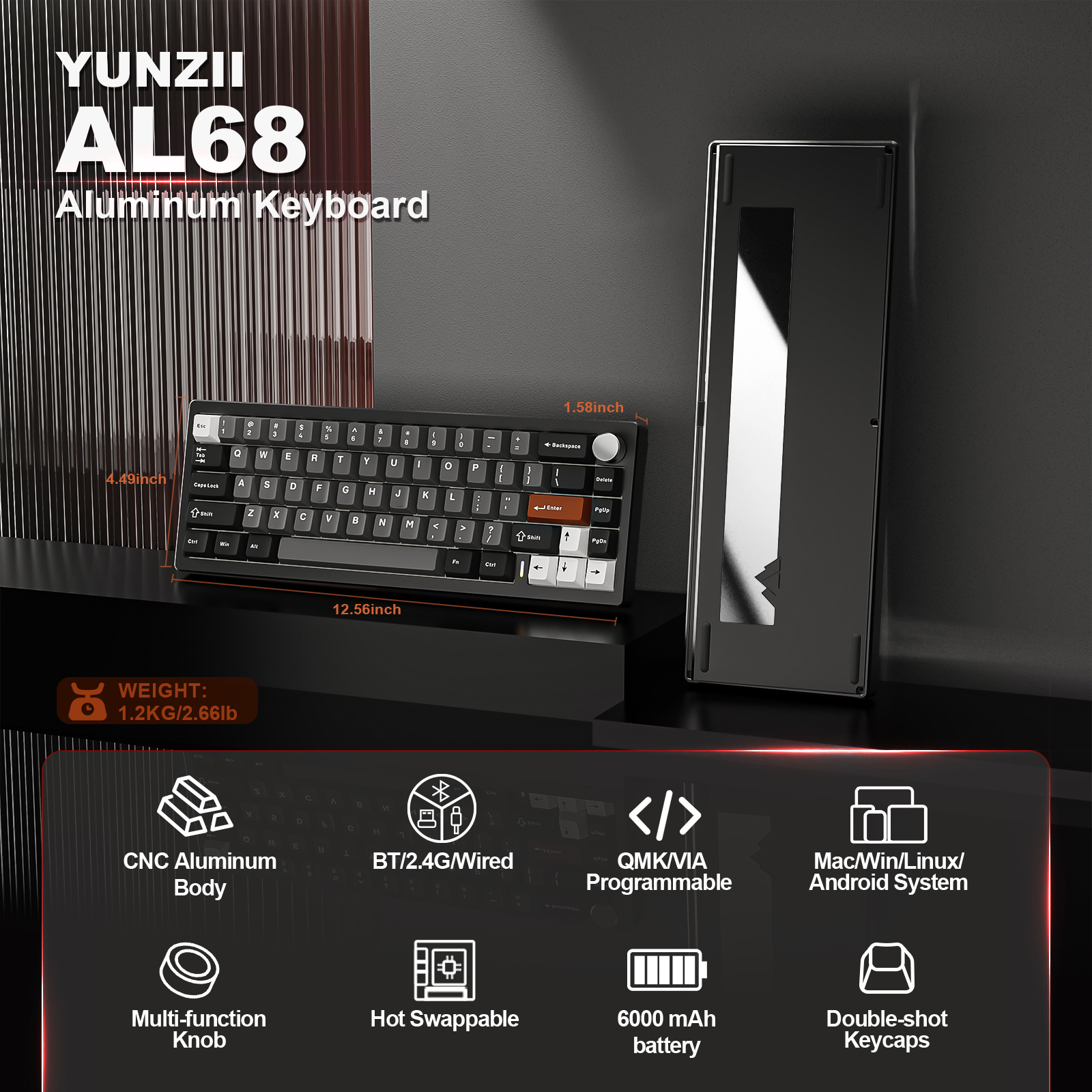 YUNZII AL68 Black QMK/VIA Mech - Gaming Keyboard Hot Swappable ulasan dan harga