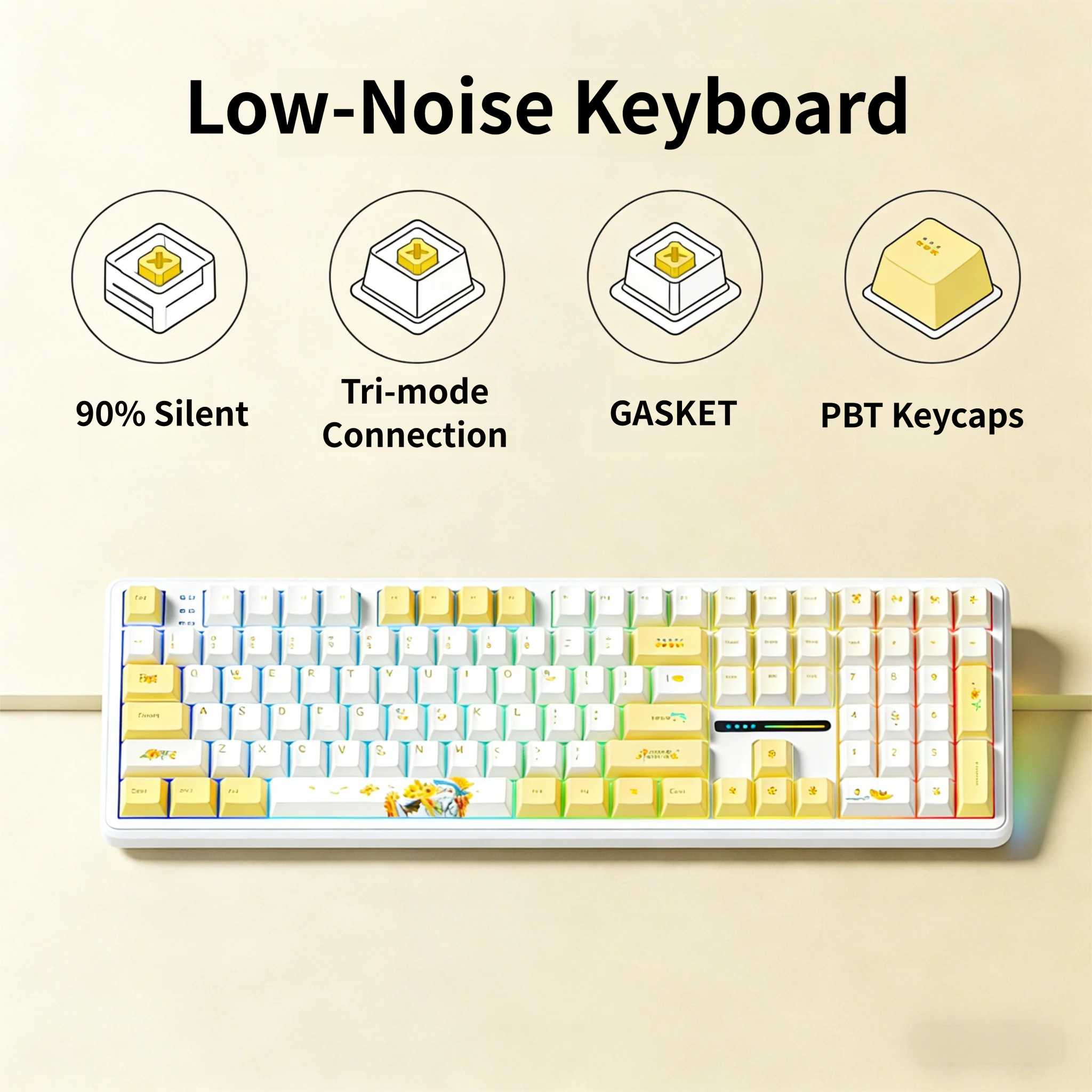 AULA F108 Wireless Keyboard Lo - Gaming Keyboard No Noise ulasan dan harga