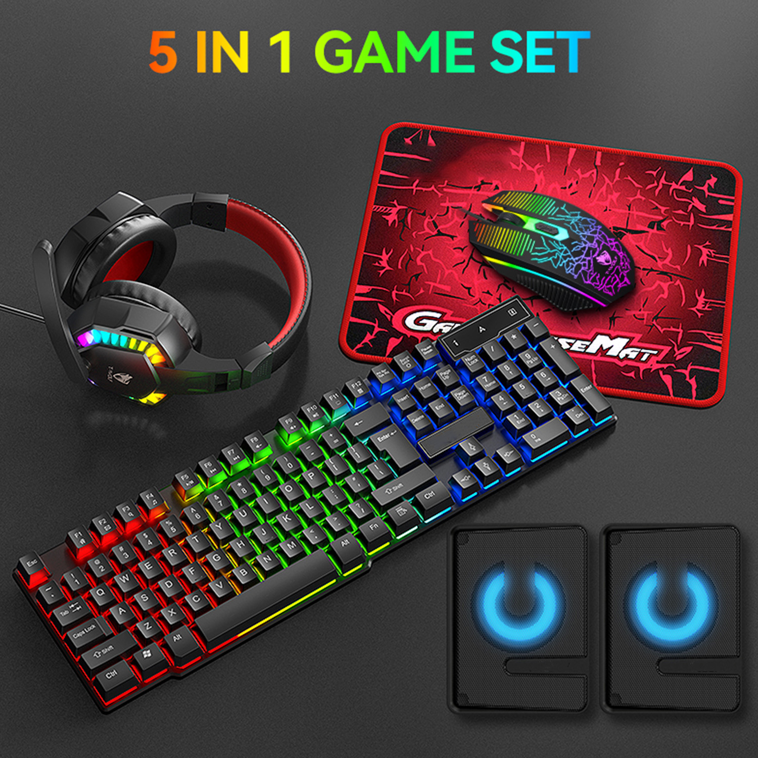 5-in-1 Set Gaming Combo Keyboa - Gaming Keyboard Mouse Set ulasan dan harga