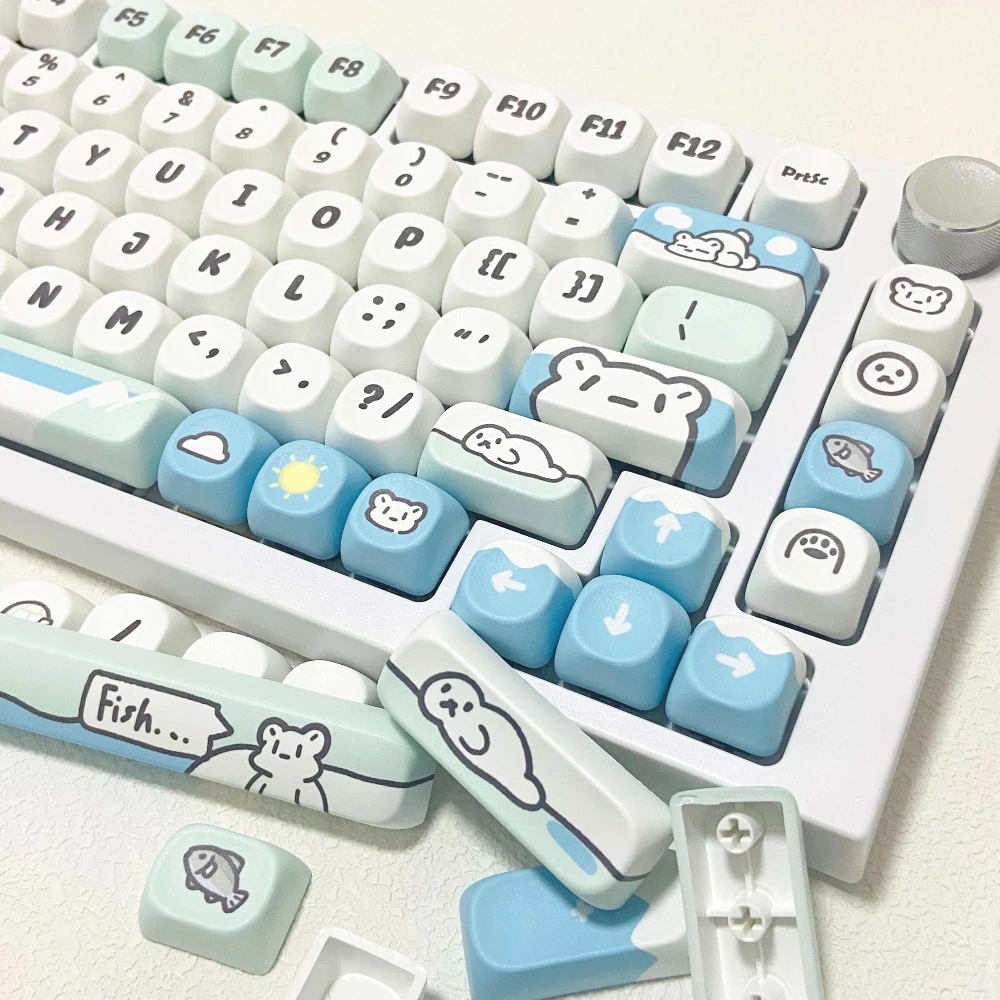 Cute Glacier Bear Blue and Whi - Gaming Keyboard Blue ulasan dan harga