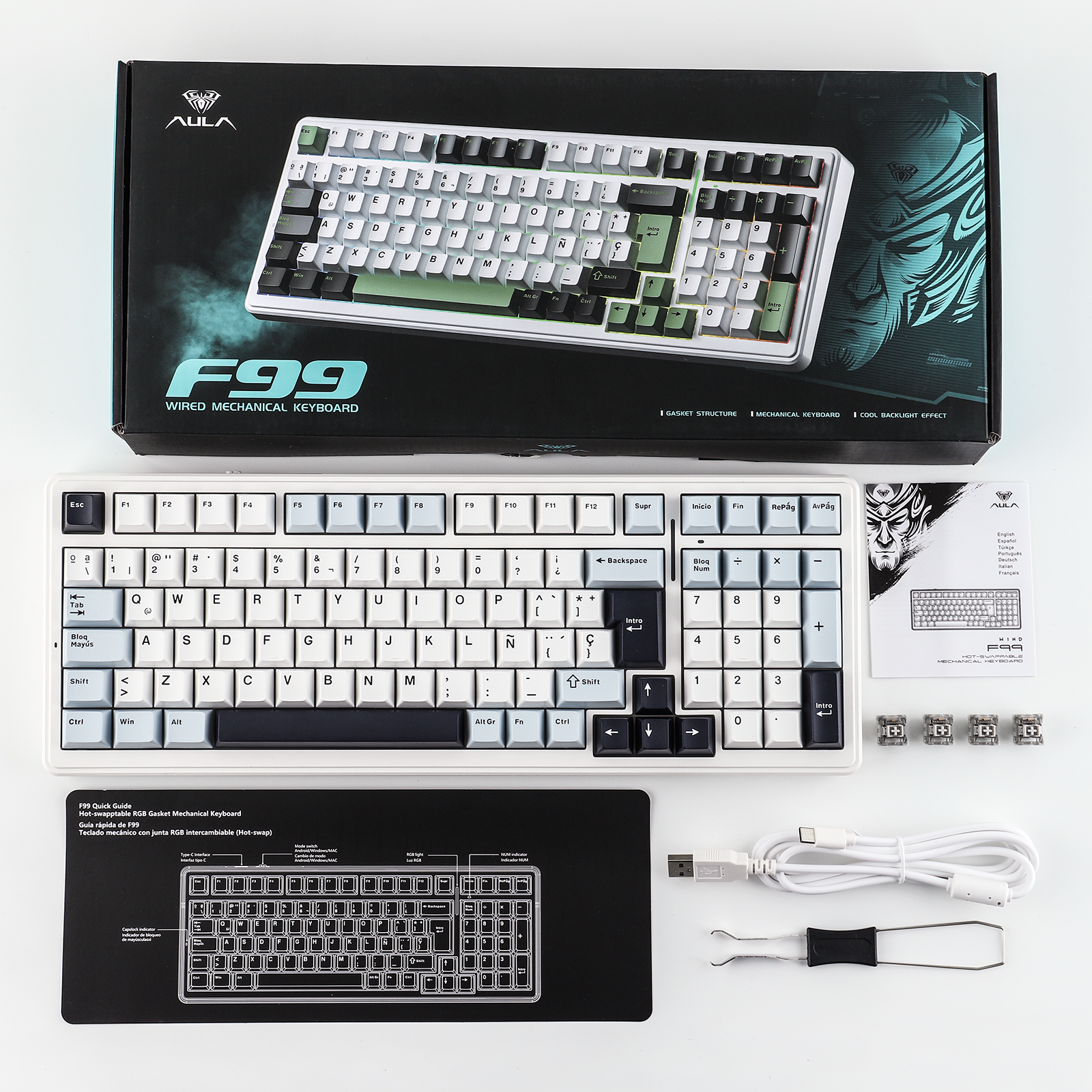 AULA F99 ISO-ES 96% QWERTY Lay - Gaming Keyboard Hot Swappable ulasan dan harga