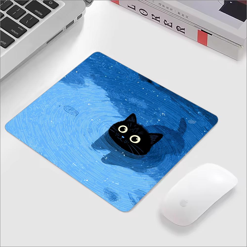 Cute Black Cat Glass Mouse Pad - Gaming Keyboard Esports ulasan dan harga