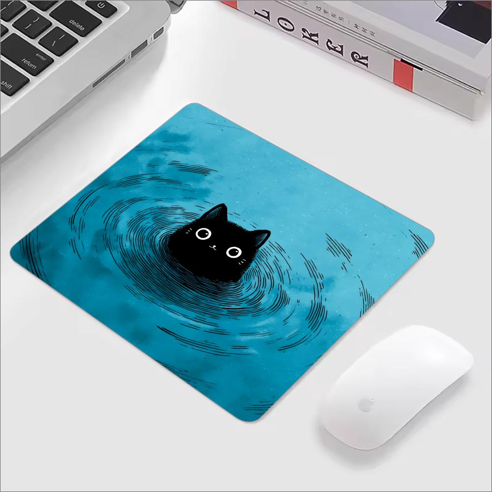 Cute Black Cat Glass Mouse Pad - Gaming Keyboard Esports ulasan dan harga