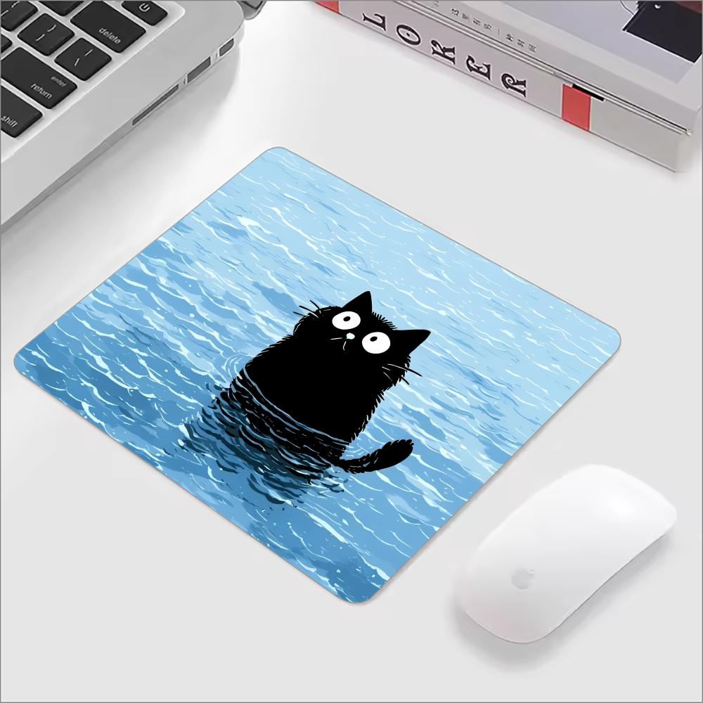Cute Black Cat Glass Mouse Pad - Gaming Keyboard Esports ulasan dan harga