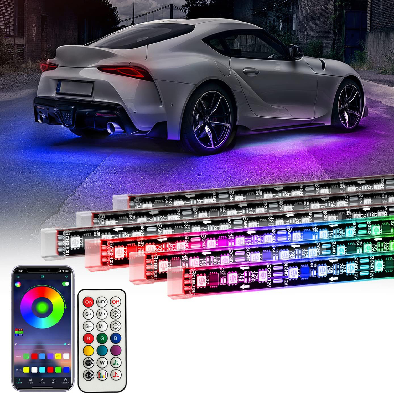 RGB Flexible Car Underglow Lig - Rgb Underglow Strip ulasan dan harga