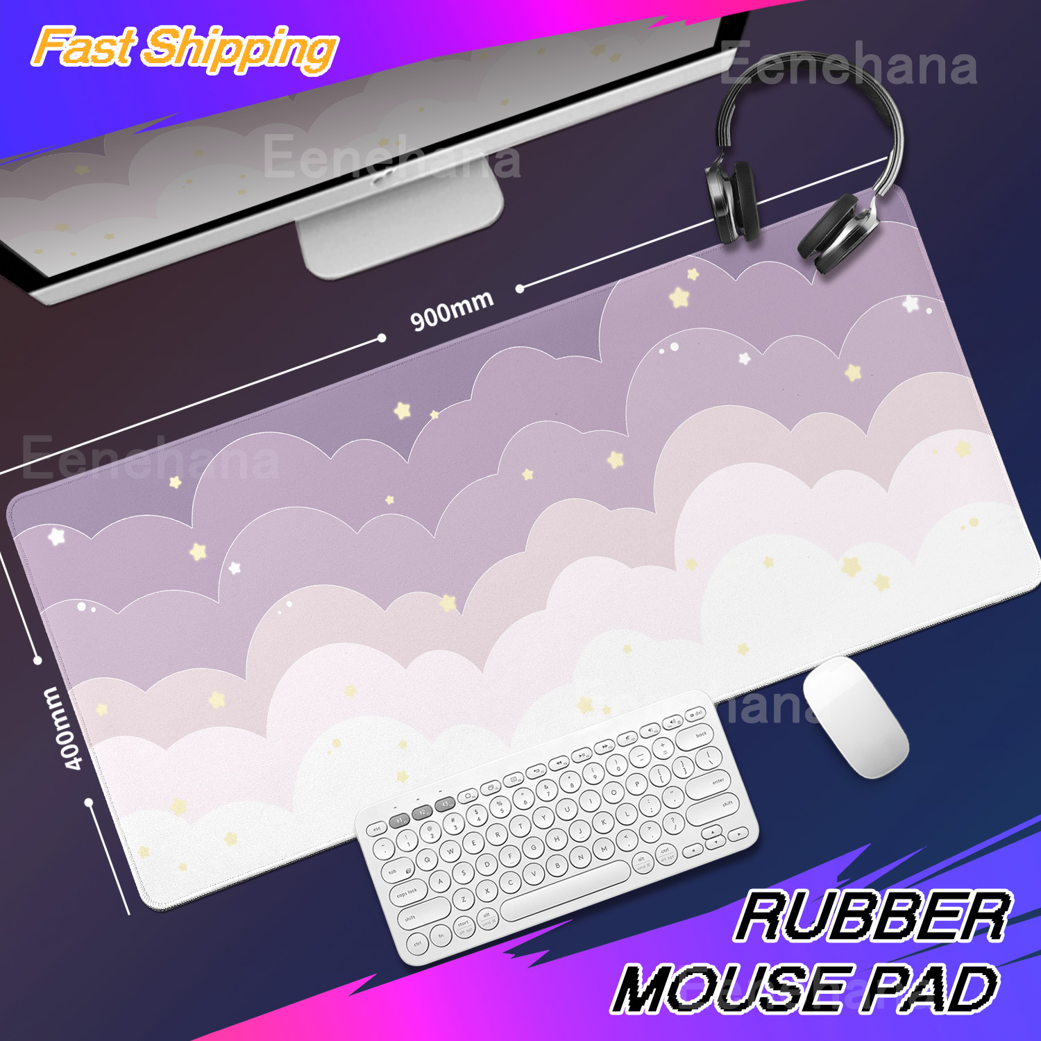 Light Blue Pink Clouds Desk Ma - Gaming Keyboard Blue ulasan dan harga